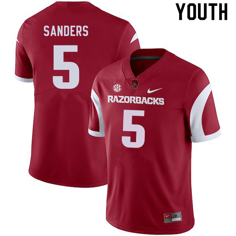 Youth #5 Raheim Sanders Arkansas Razorbacks College Football Jerseys Sale-Cardinal - Click Image to Close